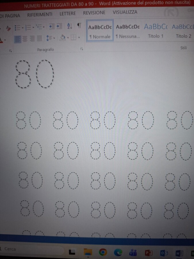 Pregrafismo tratteggio da 80 a 90