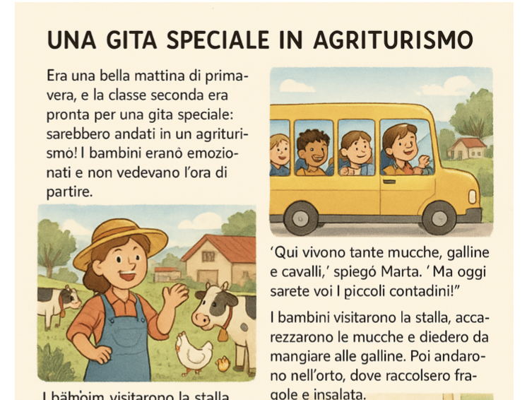 Una gita speciale in agriturmo, comprensione + domande