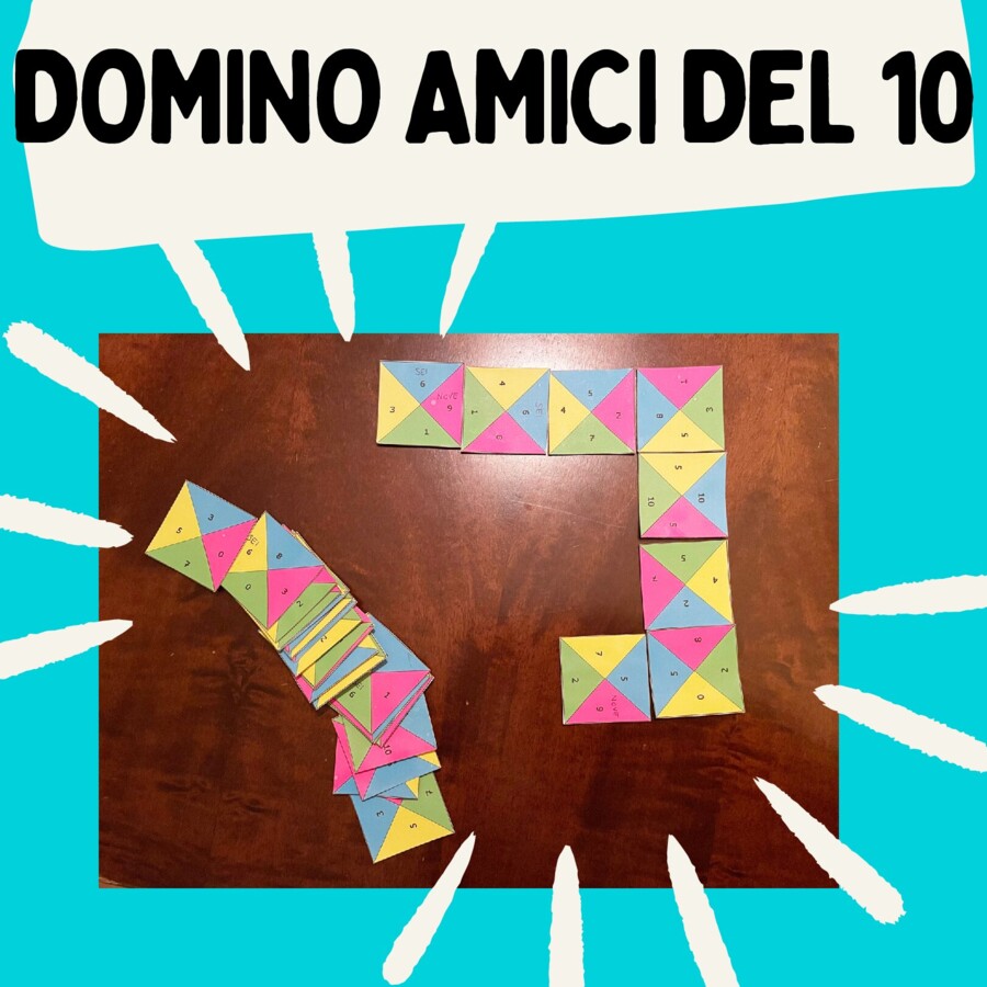 Domino "Amici del 10" (coppie di numeri che sommate danno come risultato 10)