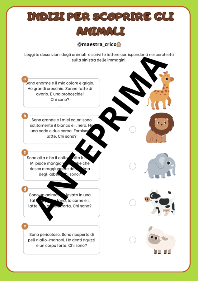 PERCORSO SUGLI ANIMALI