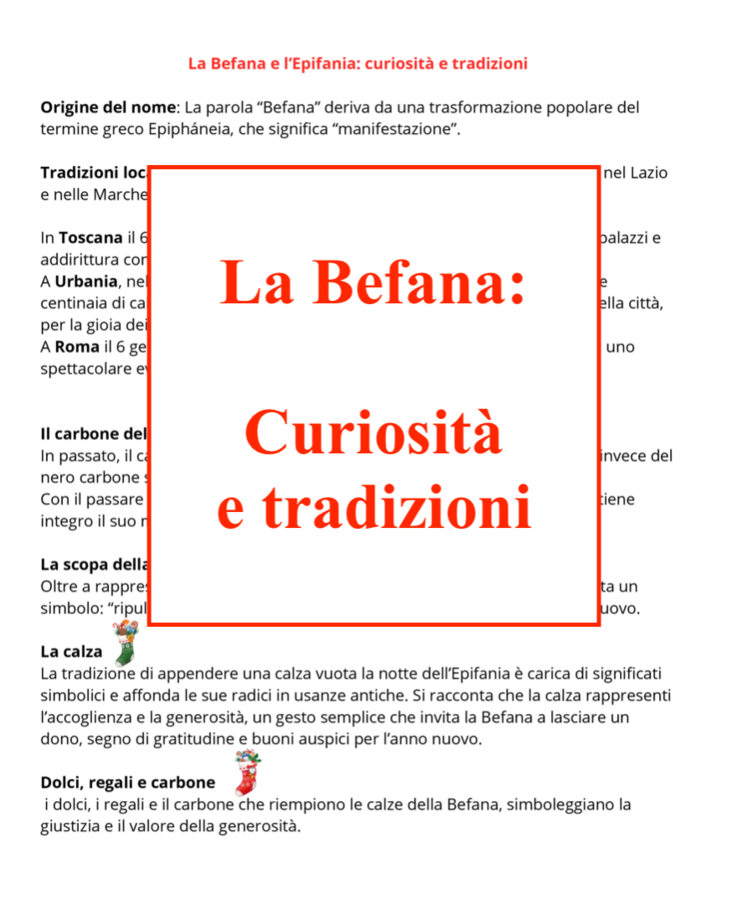 La Befana e l'Epifania; un viaggio per il mondo tra tradizione e leggenda-classi III/V