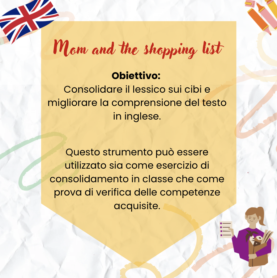 Mom and the Shopping List – Esercizio di Comprensione e Lessico sui Cibi
