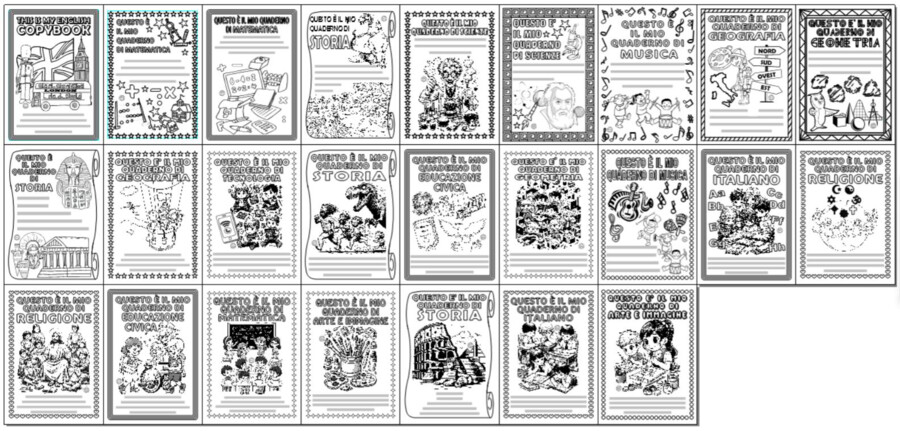 COPERTINE PER QUADERNI VARIE DISCIPLINE E CLASSI SCUOLA PRIMARIA