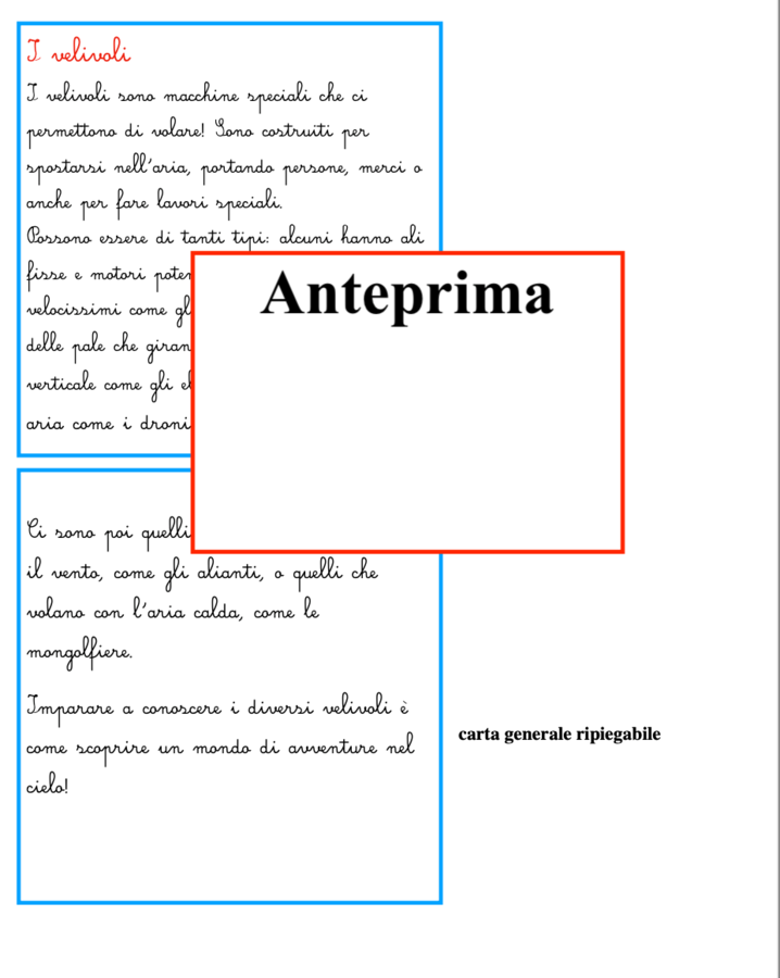 I velivoli; 23 carte didattiche per scoprire 11 velivoli; attività di lettoscrittura