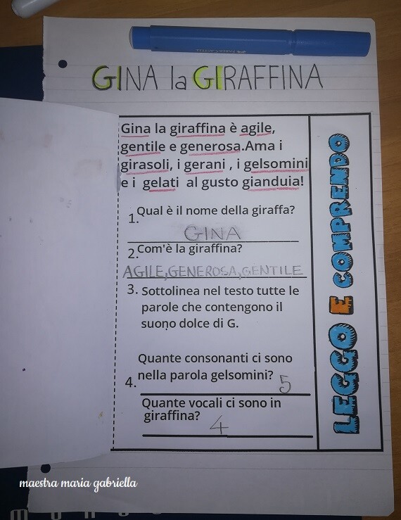 Prime comprensioni: Gina la Giraffina