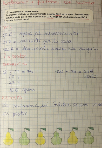 Quaderno di novembre di matematica in classe quarta: sottrazioni, moltiplicazioni, problemi, angoli, logica, didattica a stazioni e calcolo mentale.