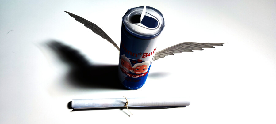 "NONN*BULL EnergyDrink per nonni con le ali" - Lattina + Ali + 3Cannucce