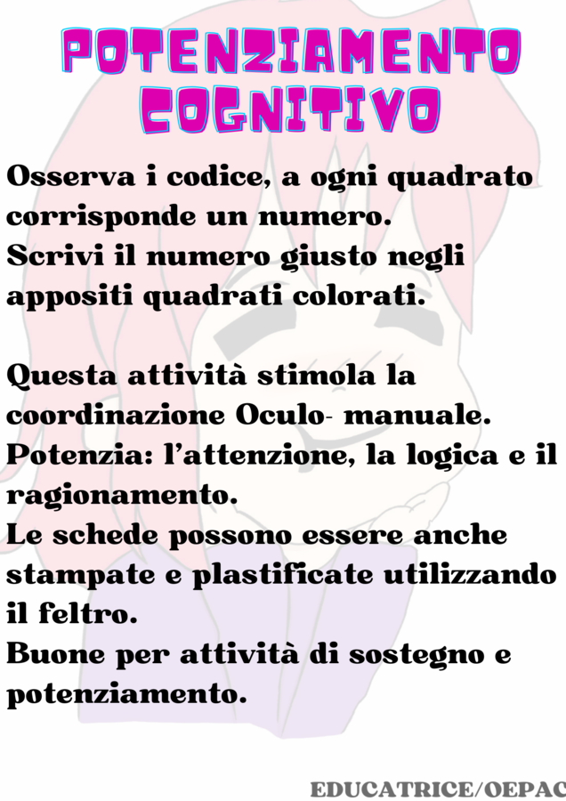 Potenziamento cognitivo: numeri, colori e simboli