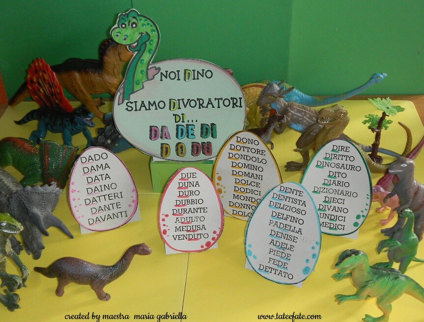Lettera D in uova Dinosauriche