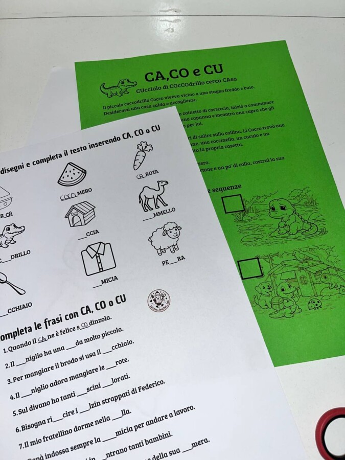 Lezione su CA CO CU – Attività didattica completa e stampabile per la scuola primaria