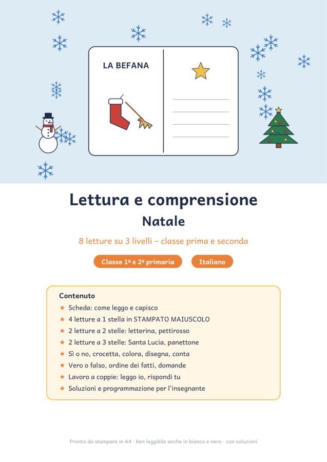Lettura e comprensione Natale classe prima e seconda