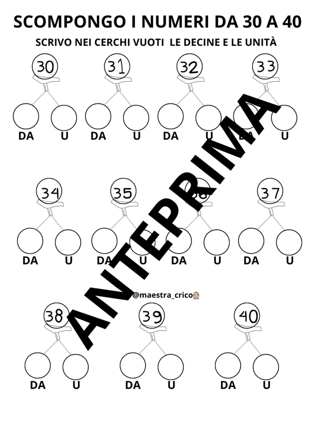 COMPOSIZIONE E SCOMPOSIZIONE DEI NUMERI DA 20 A 100