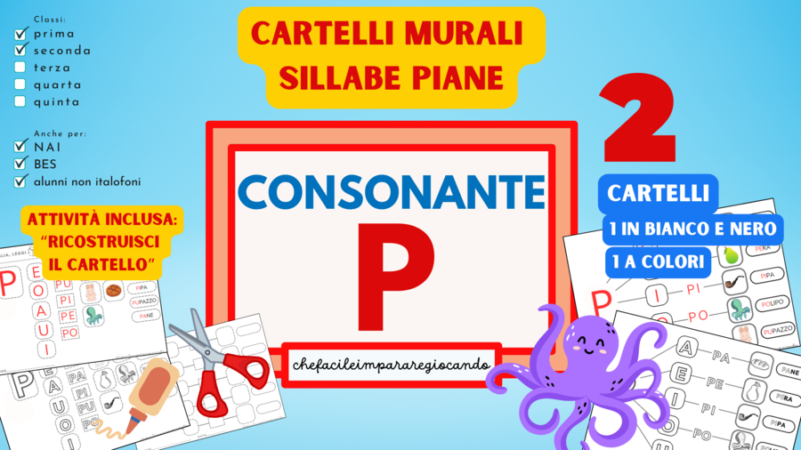 LE SILLABE PA PE PI PO PU -CARTELLI MURALI - SCHEDE OPERATIVE