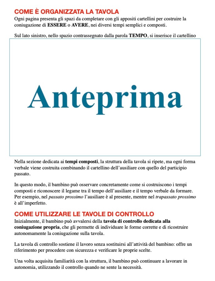 Essere e avere; costruire la coniugazione, comprendere il verbo