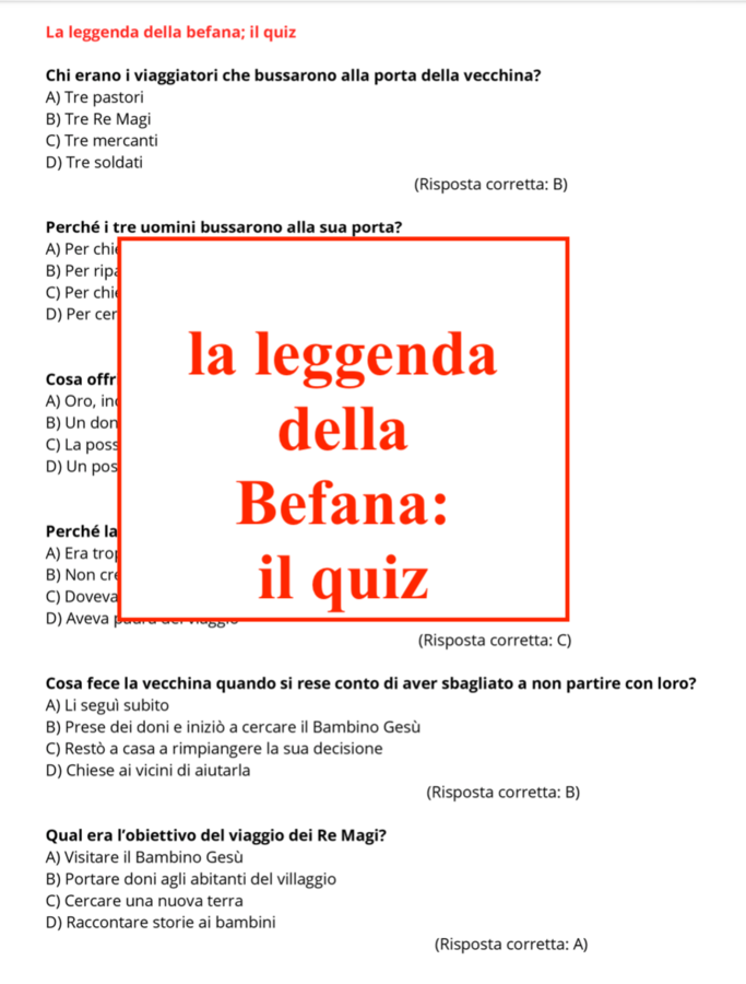 La Befana e l'Epifania; un viaggio per il mondo tra tradizione e leggenda-classi III/V