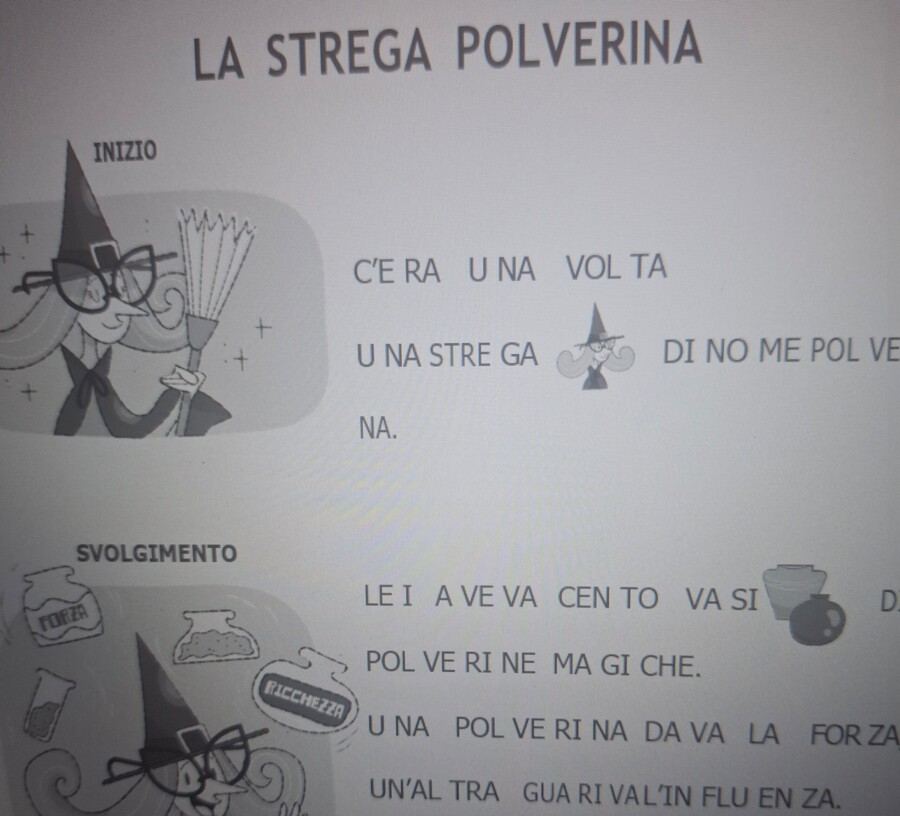 Lettura con comprensione del testo facilitato "La strega Polverina"