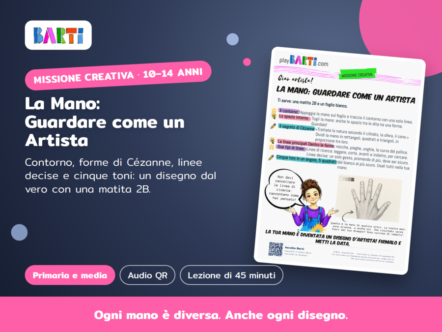 La Mano: Guardare come un Artista – Lezione di disegno dal vero, 10–14 anni