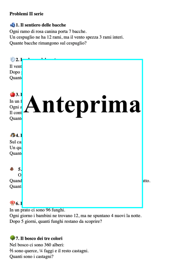Enigmi d'autunno- problemi a difficoltà crescente con controllo classi 3/5