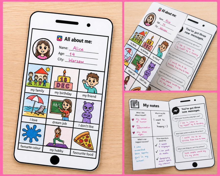 All About Me – lavoretto creativo per il ritorno a scuola, modello “Tutto su di me”