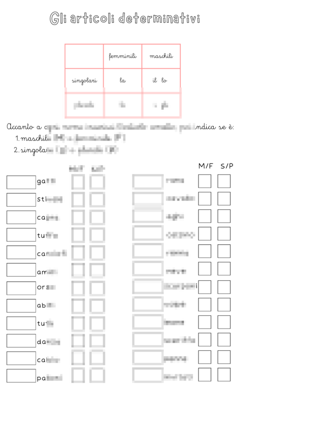 Esercizio sugli articoli determinativi: Impara con facilità!