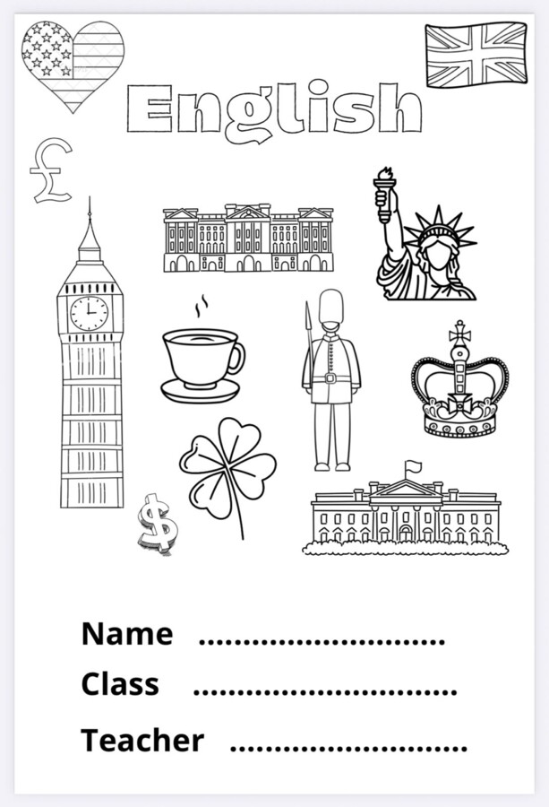 Copertina quaderno di Inglese per la terza Primaria