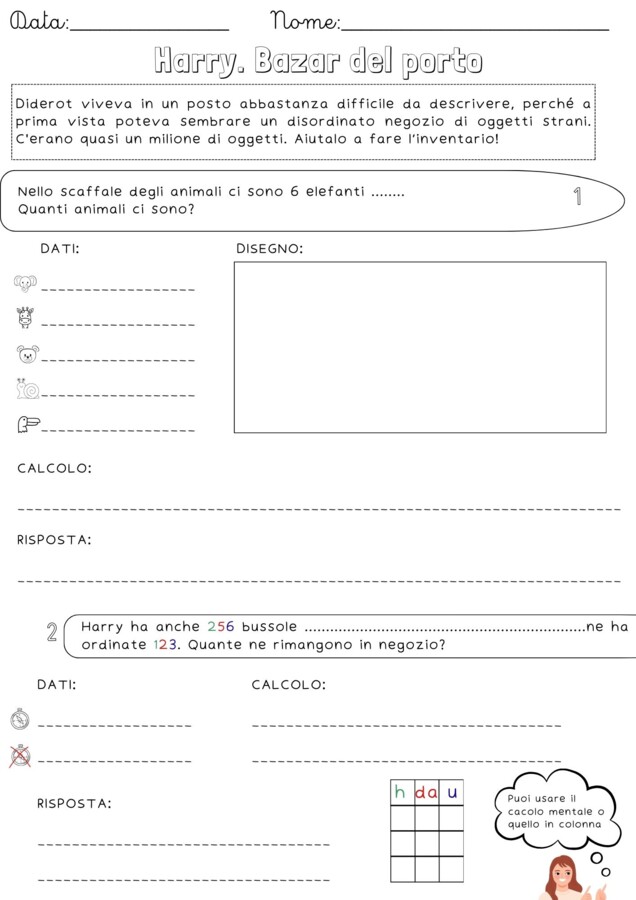 Problemi di matematica – “Al bazar della gabbianella e del gatto”