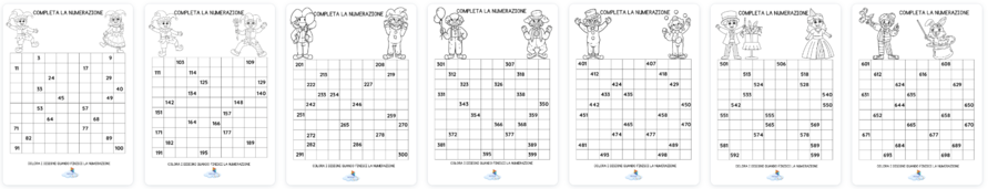 NUMERAZIONI DA 1 A 1000