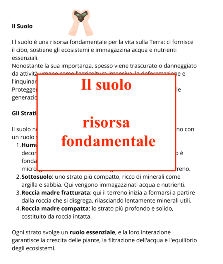 La Terra sotto i piedi: problemi matematici per la giornata del suolo; classi IV-V