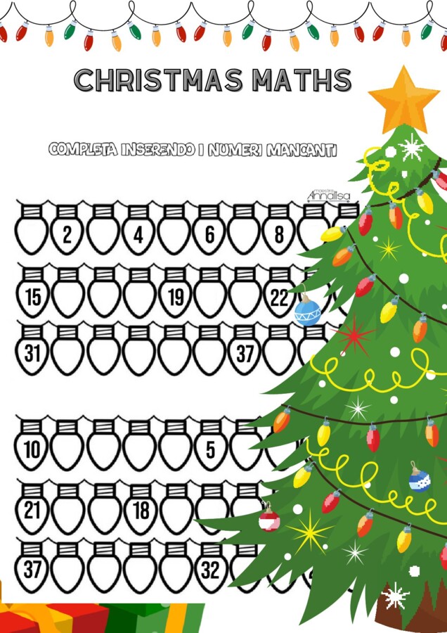 CHRISTMAS MATHS: Completa inserendo i numeri mancanti