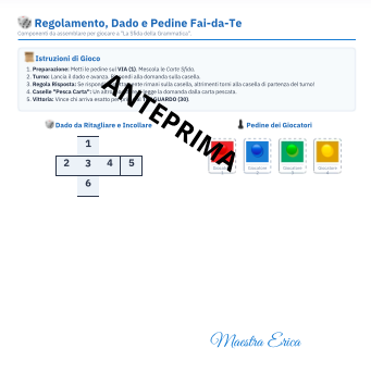 La sfida della grammatica – Gioco da tavolo didattico stampabile (Classi 3ª, 4ª e 5ª)