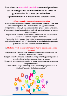SFIDA DI GRAMMATICA - 40 Carte maxi per la Scuola Primaria (Italiano) -  PDF stampabile con soluzioni e 5 modalità di gioco
