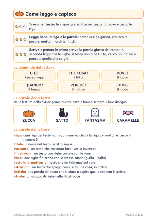 Lettura e comprensione Halloween classe prima e seconda