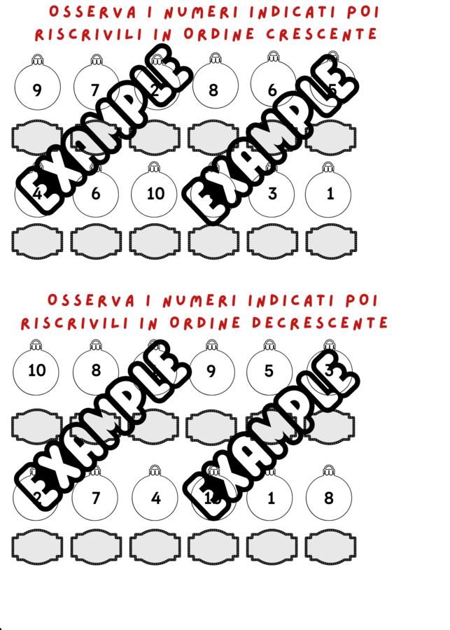 MATEMATICA IN 2 SCHEDE (MAGGIORE/MINORE - CRESCENTE/DECRESCENTE)