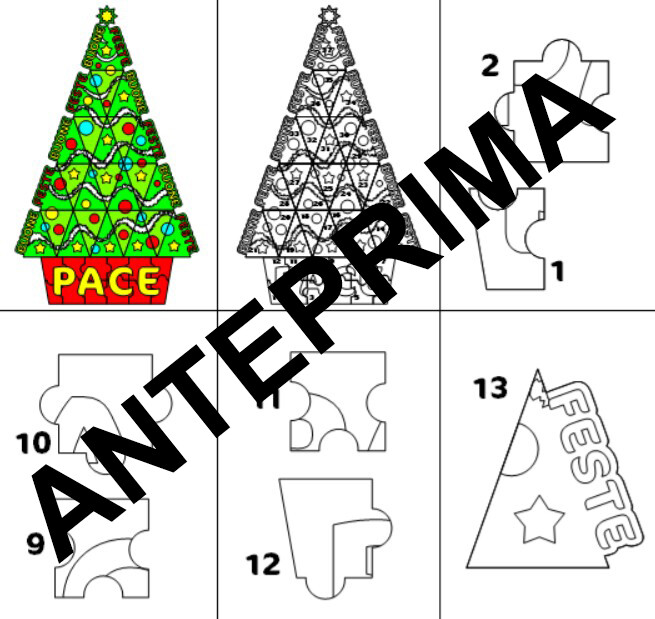 PUZZLE ALBERO DI NATALE PER DECORAZIONE PORTA DELL'AULA - SCUOLA PRIMARIA