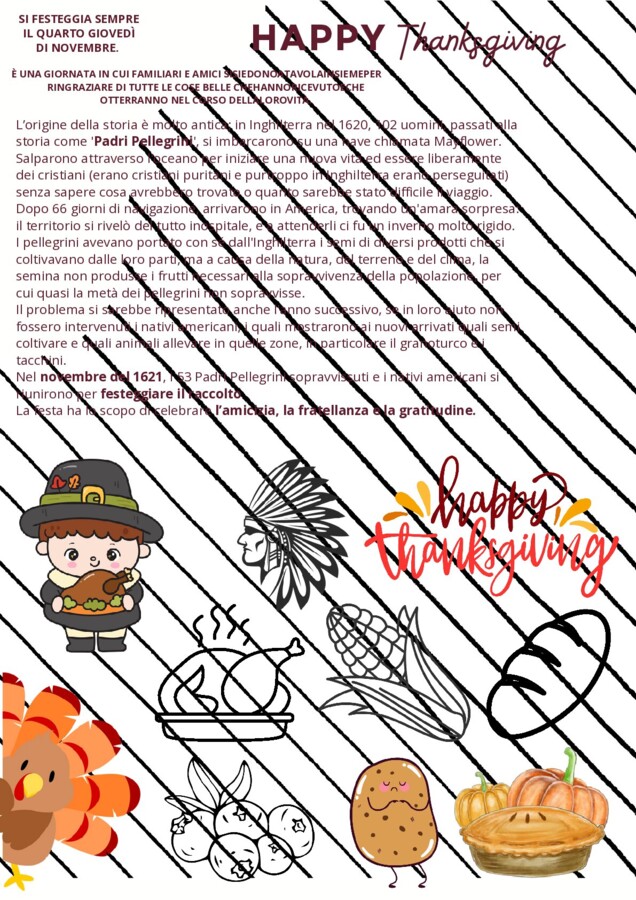 Thanksgiving day (Giorno del ringraziamento) --> scopriamo la cultura e le tradizioni inglesi