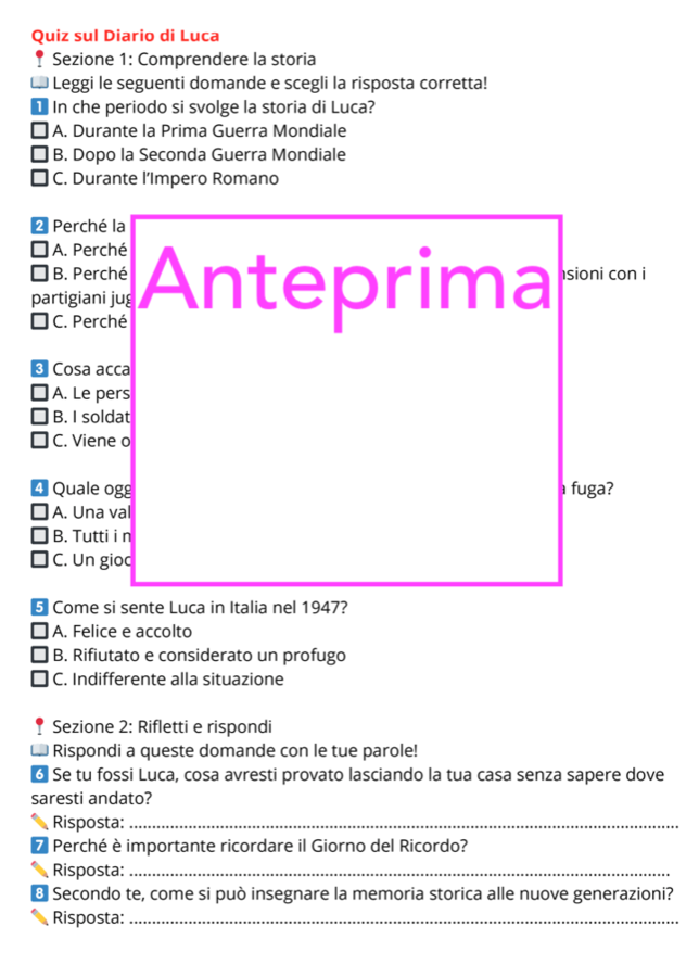 Voci dal passato: un viaggio alla scoperta delle foibe; un percorso di scoperta tra carte e pagine di diario; classi 4-5