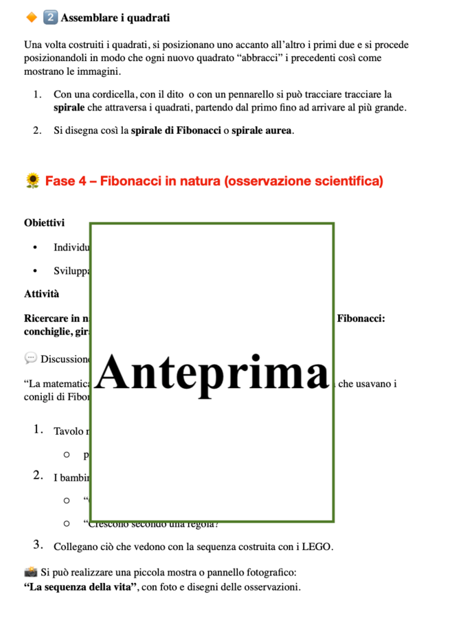 Alla scoperta di Fibonacci con i mattoncini LEGO- percorso per le classi 3-4-5