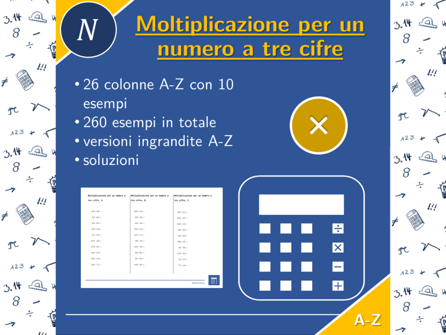 Moltiplicazione per un numero a tre cifre | matematica | 26 colonne