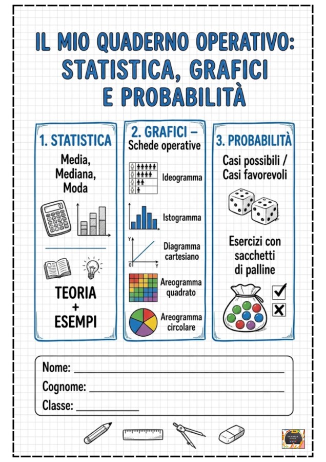 Quaderno operativo di Matematica - Classe 4^ e 5^ - Esercizi e Verifiche su Statistica - Grafici - Probabilità -