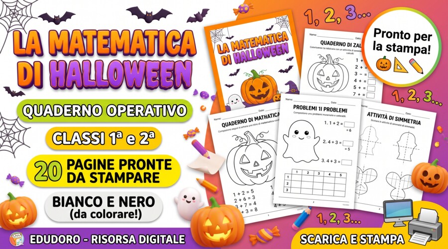 Quaderno Matematico di Halloween da Colorare