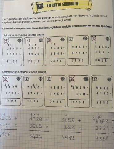 Quaderno di settembre di matematica in classe quarta: accoglienza e ripasso.