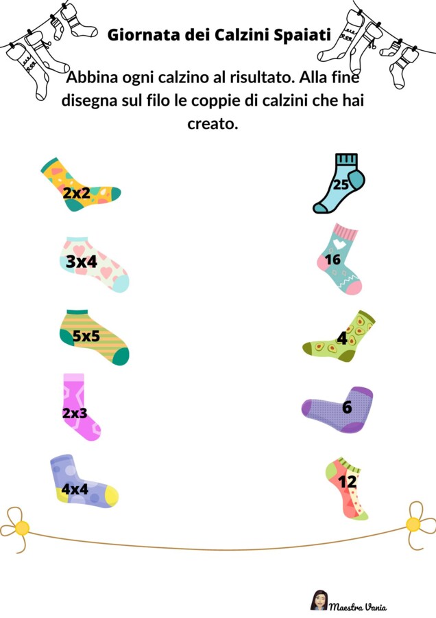 Giornata dei calzini spaiati: attività matematiche dalla prima alla quinta