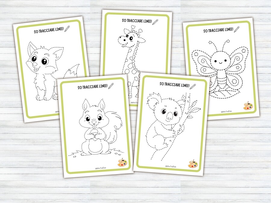 60 Schede di Pregrafismo e Tratteggio per Scuola Infanzia e Prima Elementare | Attività di Motricità Fine, Controllo della Matita e Disegni da Colorare | Prerequisiti Scrittura (PDF Stampabile No Prep)