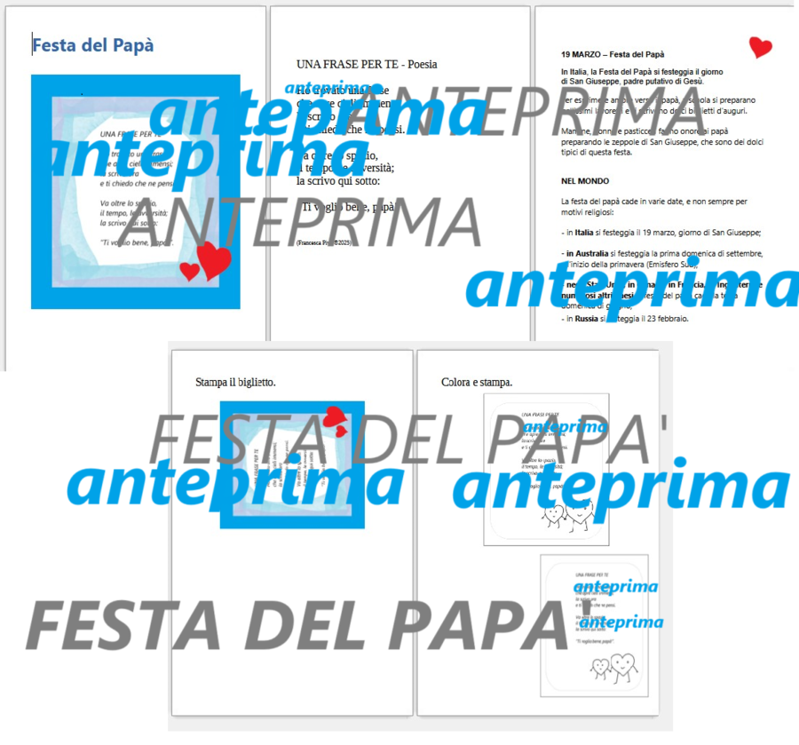 FESTA DEL PAPA' - Poesia + immagini + approfondimenti - biglietti - PRONTI DA STAMPARE