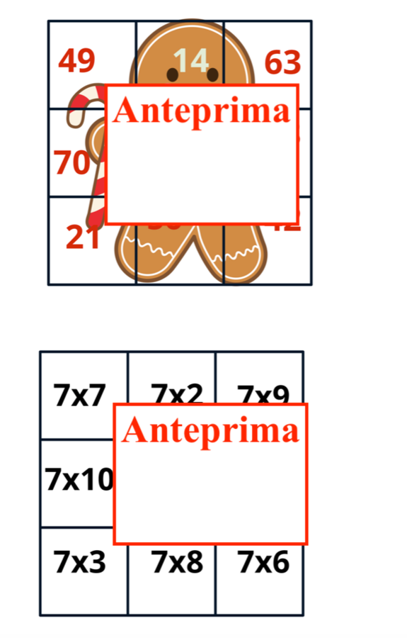11 Puzzle delle tabelline di Natale- materiale concreto per la scoperta, la costruzione e il rinforzo