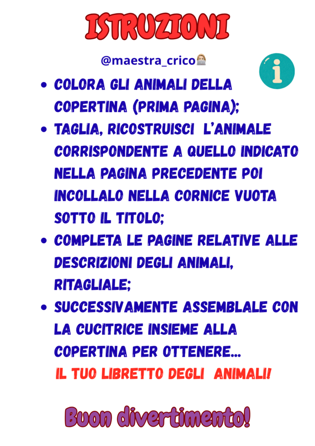 COSTRUISCO IL MIO LIBRETTO DEGLI ANIMALI