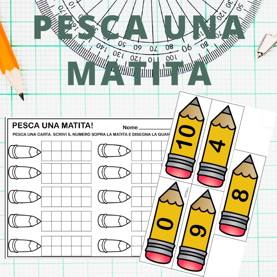 Pesca una matita! Gioco con carte.
