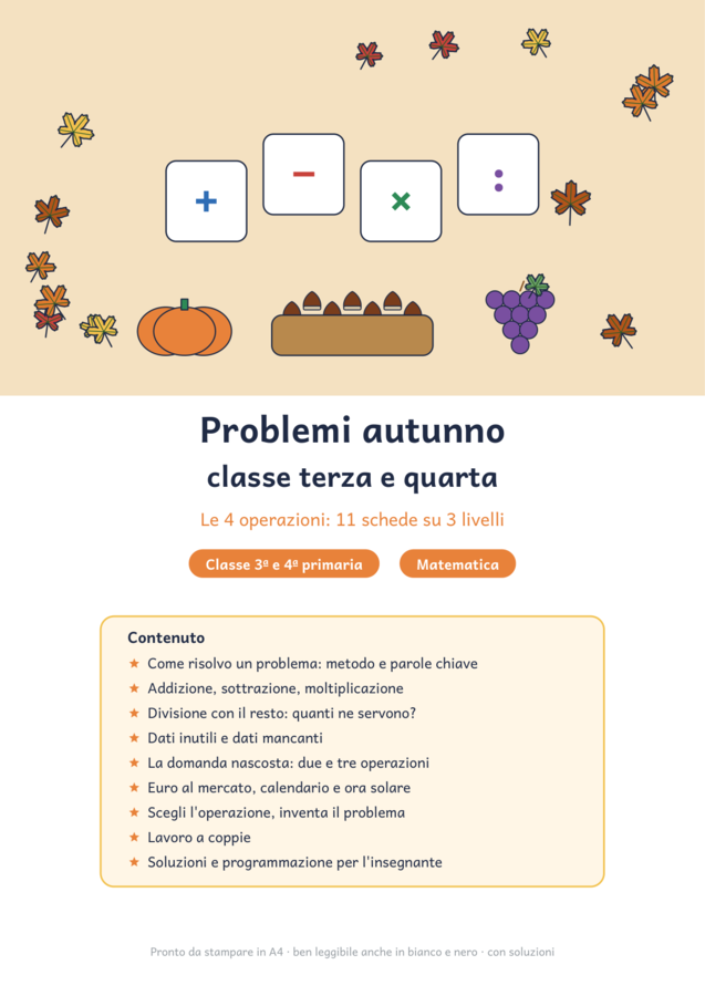 Problemi autunno classe terza e quarta: 4 operazioni