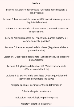 8 Lezioni Attività Alternativa e Educazione Civica - Relazioni, emozioni e gentilezza (Classi 1ª e 2ª)