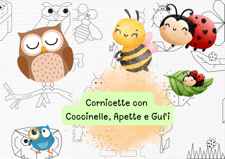 Cornicette con Coccinelle, Apette e Gufi MAESTRA PIERA